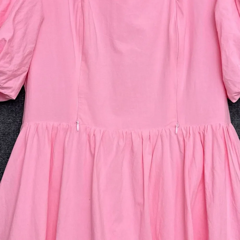 NWT Poet Dress Ode Pink Puff Sleeve Midi Nursing L - Picture 6 of 11